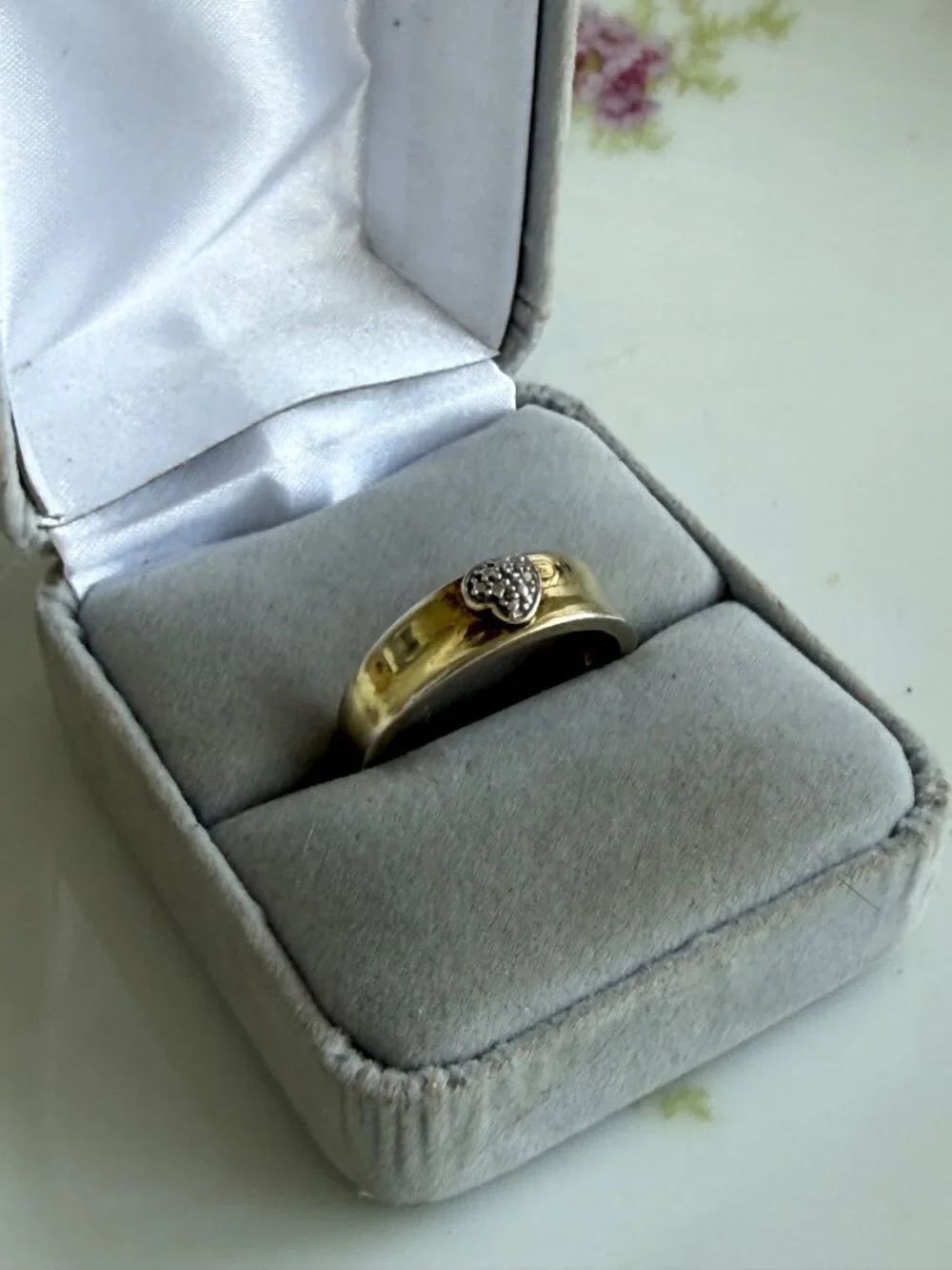 Vintage 90s Ring 925 Silver Gold Vermeil Heart Ring Size size 9